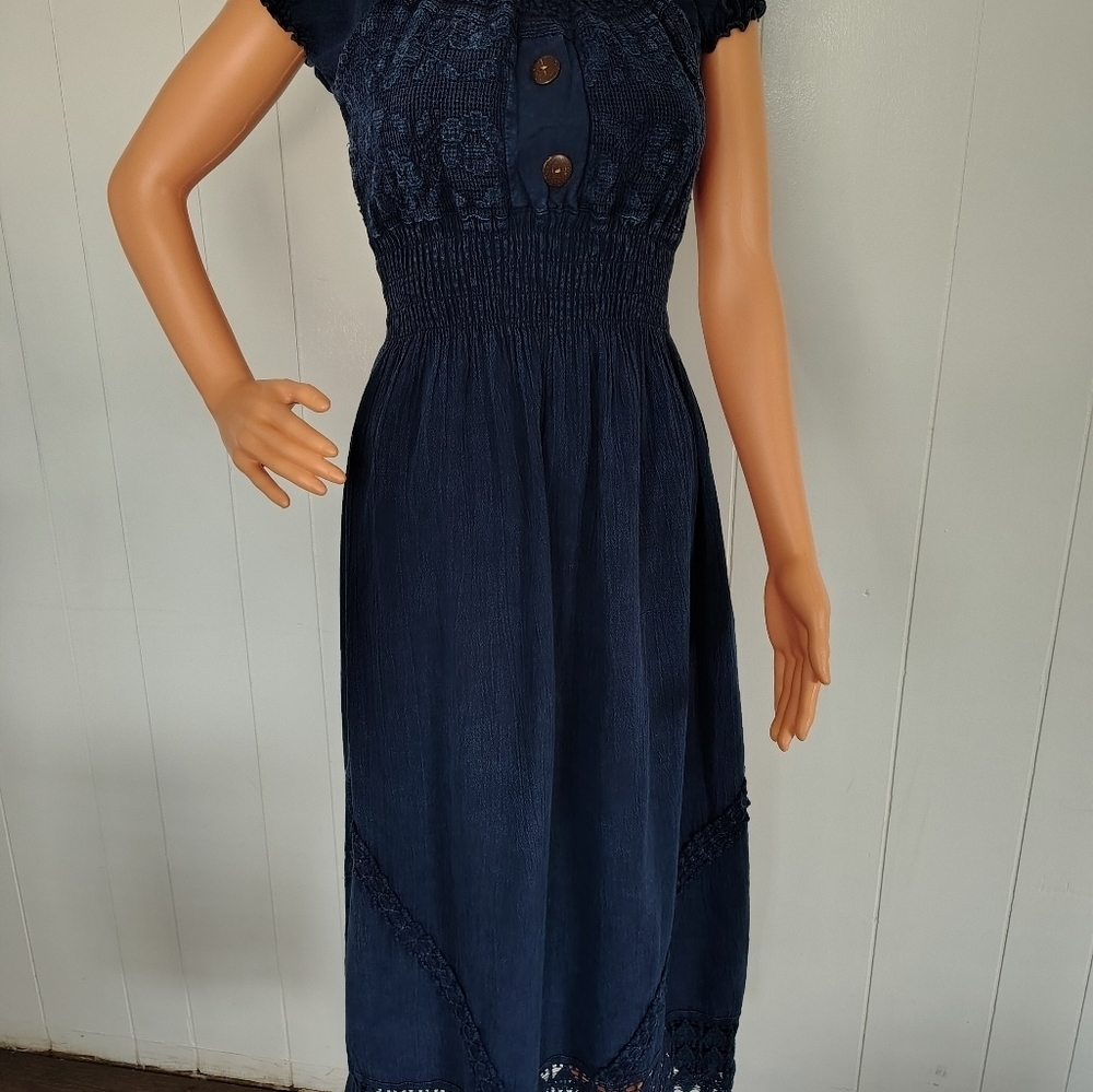 Navy Blue Dress, Made In Peru One size